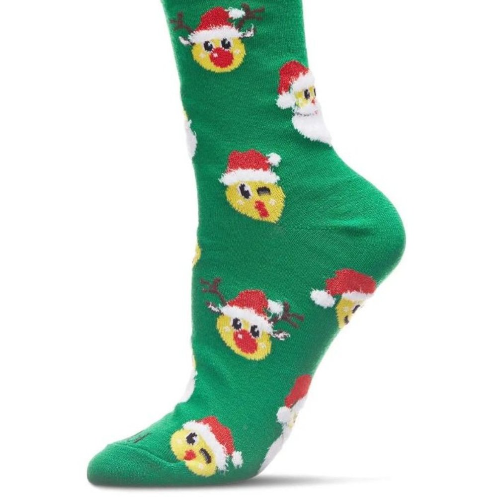 Smiley Santa Holiday Crew Sock